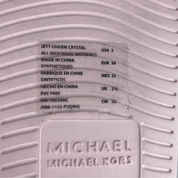 Michael Kors Kids Jett Charm Crystal Slide Sandals in Pink  - Size 3 - Picture 8 of 8